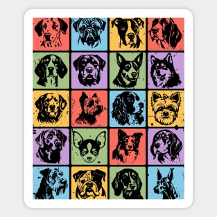 Colorful Retro Pup Portraits Magnet